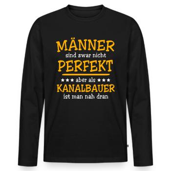 Kanalbauer Sprüche - Männer Premium Bio Langarmshirt - Schwarz - Vorne - Nico (187cm)