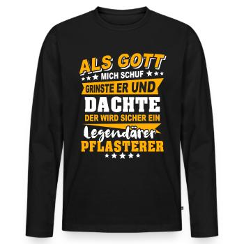 Pflasterer Sprüche - Männer Premium Bio Langarmshirt - Schwarz - Vorne - Nico (187cm)