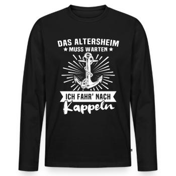 Kappeln - Männer Premium Bio Langarmshirt - Schwarz - Vorne - Nico (187cm)