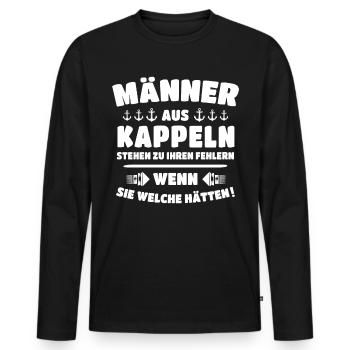 Kappeln - Männer Premium Bio Langarmshirt - Schwarz - Vorne - Nico (187cm)