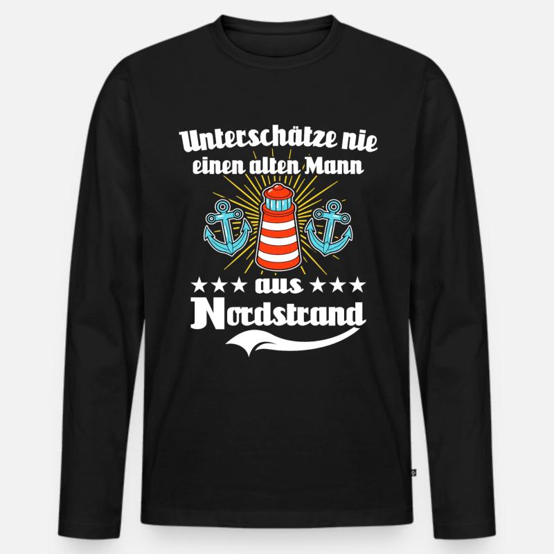 Nordstrand Mann - Männer Premium Bio Langarmshirt - Schwarz