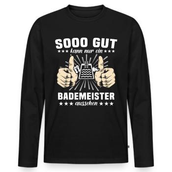 Bademeister Schwimmmeister - Männer Premium Bio Langarmshirt - Schwarz - Vorne - Nico (187cm)