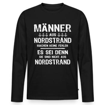 Nordstrand Sprüche Nordstrander - Männer Premium Bio Langarmshirt - Schwarz - Vorne - Nico (187cm)