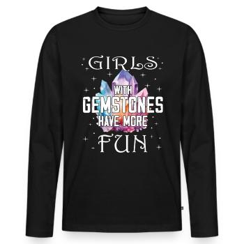 Lustige Edelstein -Chakra -Heilerin Spirituelle - Männer Premium Bio Langarmshirt - Schwarz - Vorne - Nico (187cm)