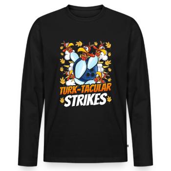 Thanksgiving Bowl Bowler Strike Pin Sport Bowling - T-shirt manches longues Premium bio Homme - noir - Devant - Nico (187cm)