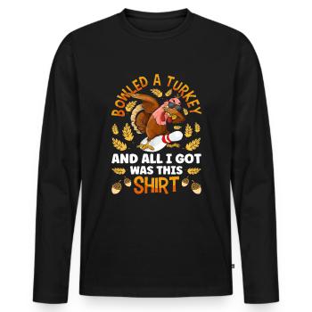 Thanksgiving Bowl Bowler Strike Pin Sport Bowling - T-shirt manches longues Premium bio Homme - noir - Devant - Nico (187cm)