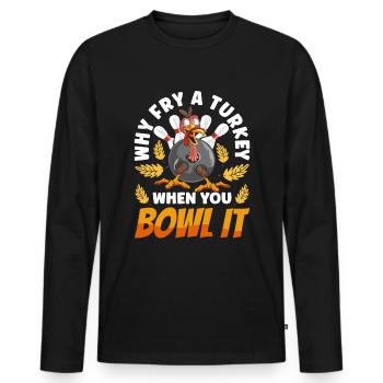 Thanksgiving bol bowler strike pin sport bowling - T-shirt manches longues Premium bio Homme - noir - Devant - Nico (187cm)