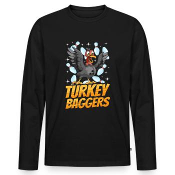Thanksgiving Bowl Bowler Strike Pin Sport Bowling - T-shirt manches longues Premium bio Homme - noir - Devant - Nico (187cm)