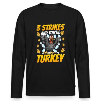 Thanksgiving Bowl Bowler Strike Pin Sport Bowling - T-shirt manches longues Premium bio Homme - noir - Devant - Nico (187cm)
