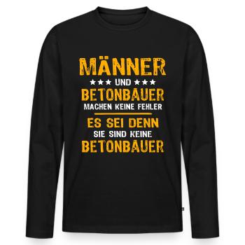Betonbauer Spruch - Männer Premium Bio Langarmshirt - Schwarz - Vorne - Nico (187cm)
