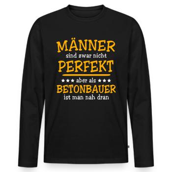 Betonbauer Sprüche - Männer Premium Bio Langarmshirt - Schwarz - Vorne - Nico (187cm)