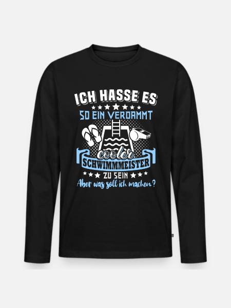 Schwimmmeister - Männer Premium Bio Langarmshirt - Schwarz