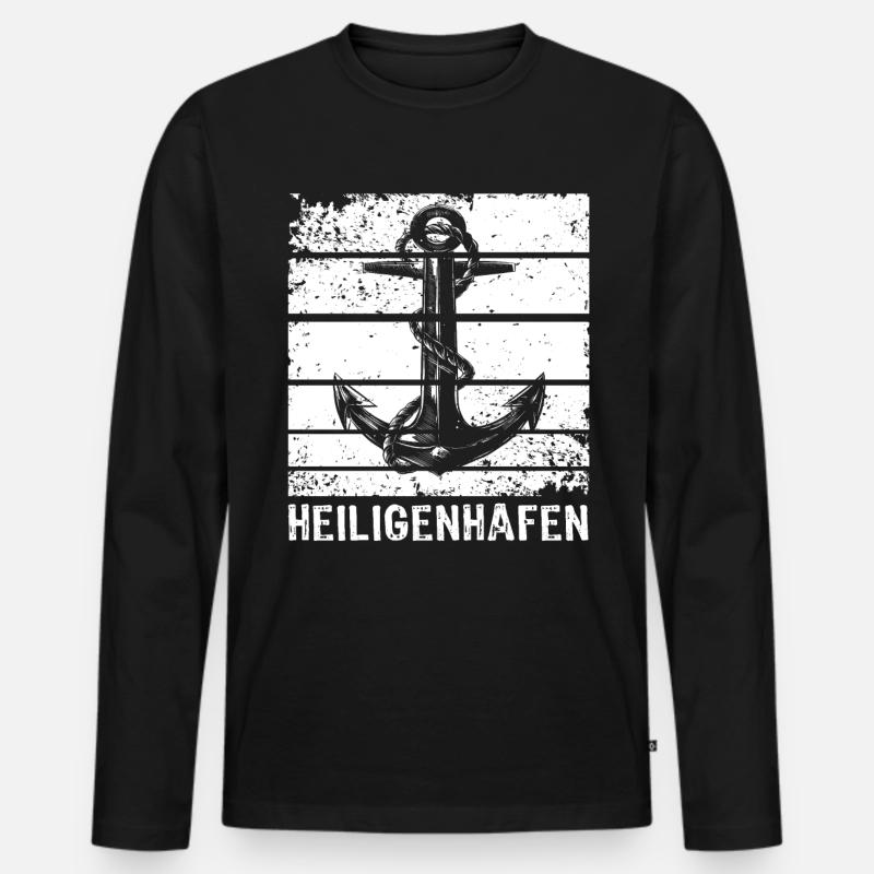 Heiligenhafen - Männer Premium Bio Langarmshirt - Schwarz