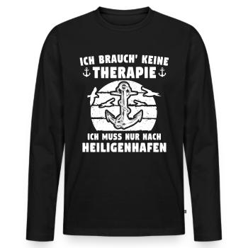 Heiligenhafen - Männer Premium Bio Langarmshirt - Schwarz - Vorne - Nico (187cm)