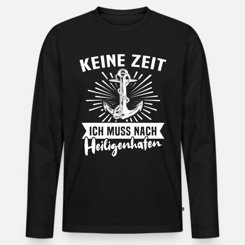 Heiligenhafen - Männer Premium Bio Langarmshirt - Schwarz