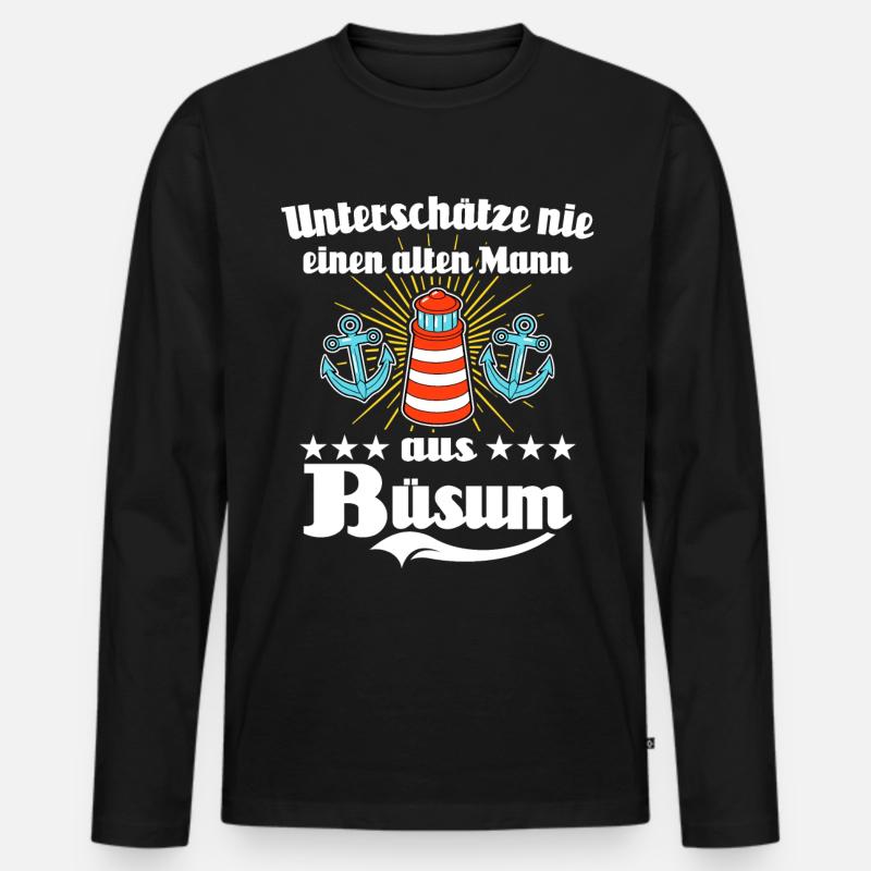 Büsum Mann - Männer Premium Bio Langarmshirt - Schwarz