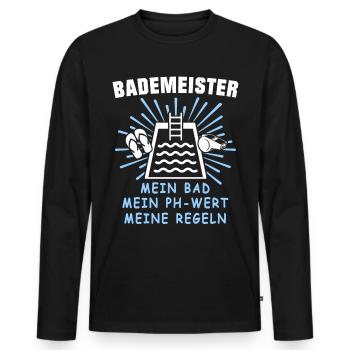 Bademeister - Männer Premium Bio Langarmshirt - Schwarz - Vorne - Nico (187cm)