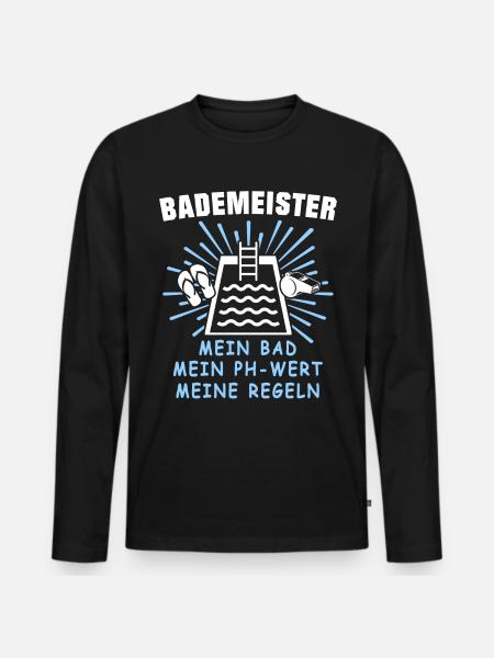 Bademeister - Männer Premium Bio Langarmshirt - Schwarz