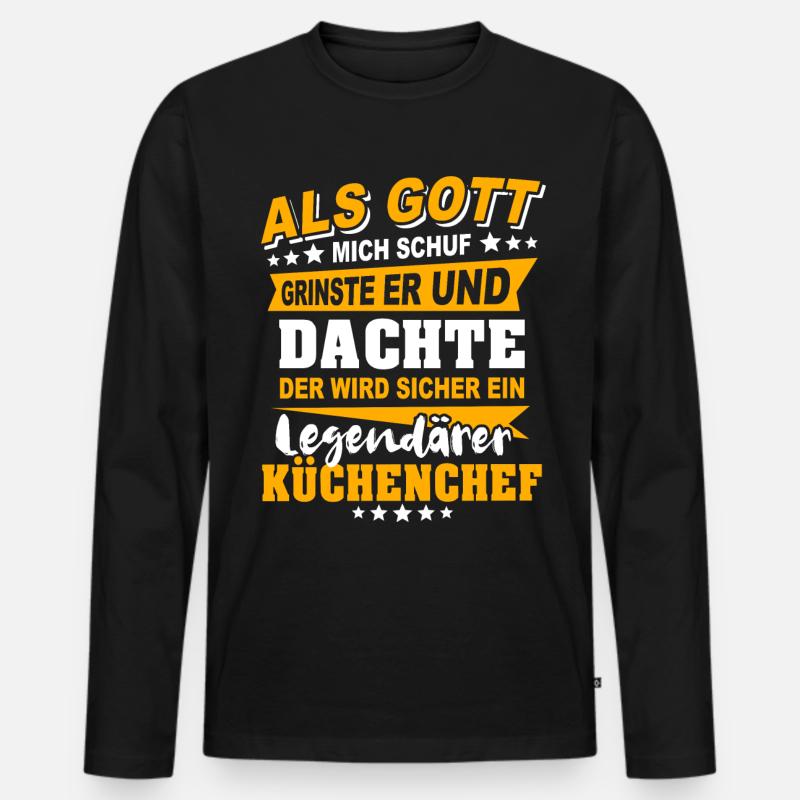 Küchenchef Sprüche - Männer Premium Bio Langarmshirt - Schwarz