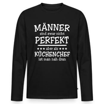 Küchenchef Männer - Männer Premium Bio Langarmshirt - Schwarz - Vorne - Nico (187cm)