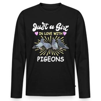 Pigeon colombophile fille - T-shirt manches longues Premium bio Homme - noir - Devant - Nico (187cm)