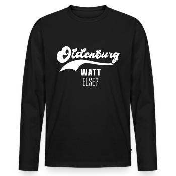 Oldenburg - Männer Premium Bio Langarmshirt - Schwarz - Vorne - Nico (187cm)