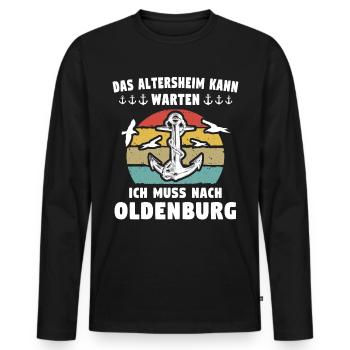 Oldenburg Oldenburger - Männer Premium Bio Langarmshirt - Schwarz - Vorne - Nico (187cm)