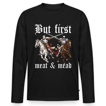 Costume de reconstitution médiévale - T-shirt manches longues Premium bio Homme - noir - Devant - Nico (187cm)
