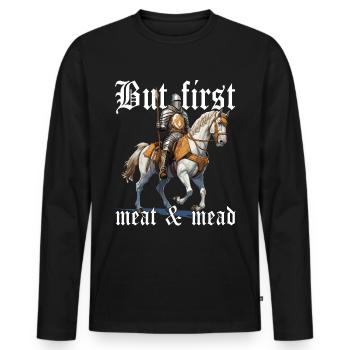 Costume de reconstitution médiévale - T-shirt manches longues Premium bio Homme - noir - Devant - Nico (187cm)