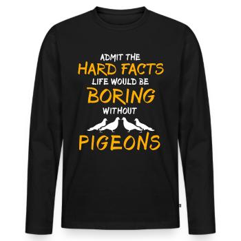 Pigeons Colombophiles - T-shirt manches longues Premium bio Homme - noir - Devant - Nico (187cm)