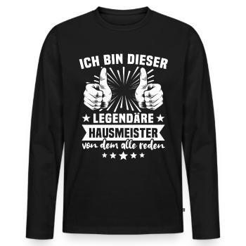 Hausmeister - Männer Premium Bio Langarmshirt - Schwarz - Vorne - Nico (187cm)