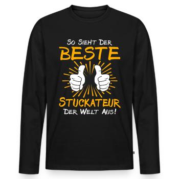 Stuckateur Geschenkidee - Männer Premium Bio Langarmshirt - Schwarz - Vorne - Nico (187cm)