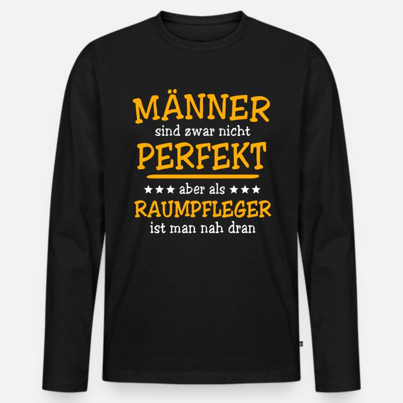 Raumpfleger Sprüche - Männer Premium Bio Langarmshirt - Schwarz