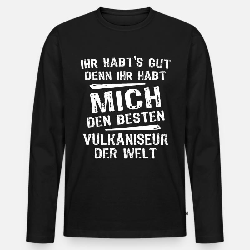 Vulkaniseur - Männer Premium Bio Langarmshirt - Schwarz