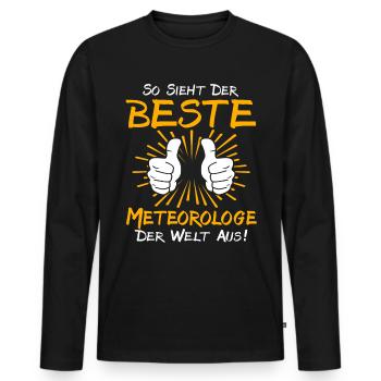 Meteorologe Geschenkidee - Männer Premium Bio Langarmshirt - Schwarz - Vorne - Nico (187cm)