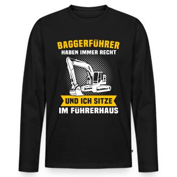 Baggerfahrer - Männer Premium Bio Langarmshirt - Schwarz - Vorne - Nico (187cm)