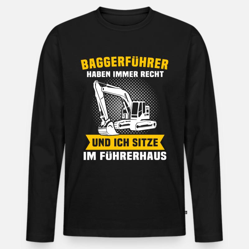Baggerfahrer - Männer Premium Bio Langarmshirt - Schwarz