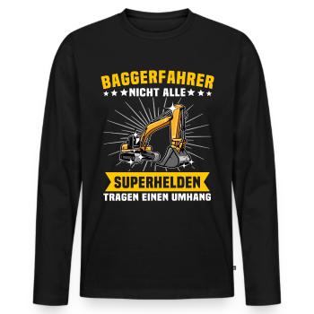 Baggerfahrer Bagger - Männer Premium Bio Langarmshirt - Schwarz - Vorne - Nico (187cm)