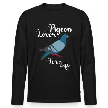 Pigeon Pigeon Lover Gift - Men's Premium Organic Long Sleeve Shirt - black - Front - Nico (187cm)