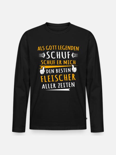 Fleischer - Männer Premium Bio Langarmshirt - Schwarz