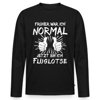 Fluglotse - Männer Premium Bio Langarmshirt - Schwarz - Vorne - Nico (187cm)