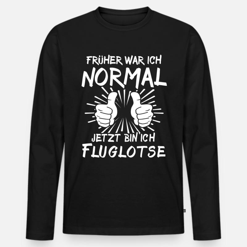 Fluglotse - Männer Premium Bio Langarmshirt - Schwarz