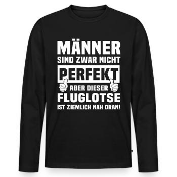 Fluglotse - Männer Premium Bio Langarmshirt - Schwarz - Vorne - Nico (187cm)