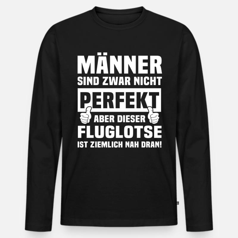 Fluglotse - Männer Premium Bio Langarmshirt - Schwarz