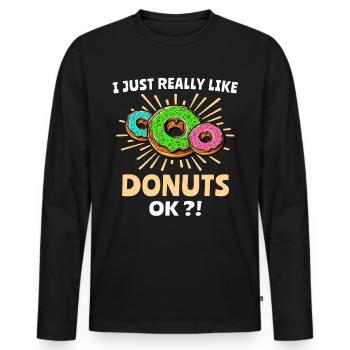 Donut Doughnut - Männer Premium Bio Langarmshirt - Schwarz - Vorne - Nico (187cm)
