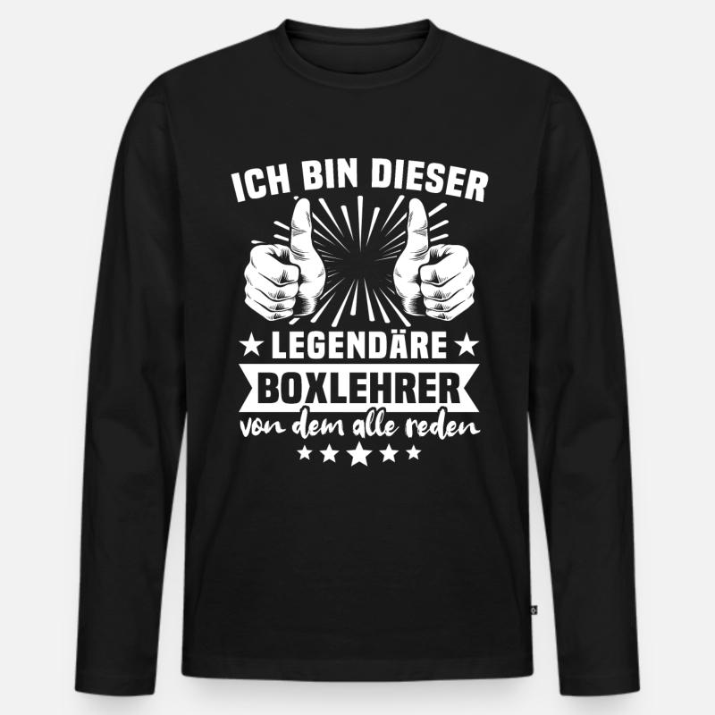 Boxlehrer Legende - Männer Premium Bio Langarmshirt - Schwarz
