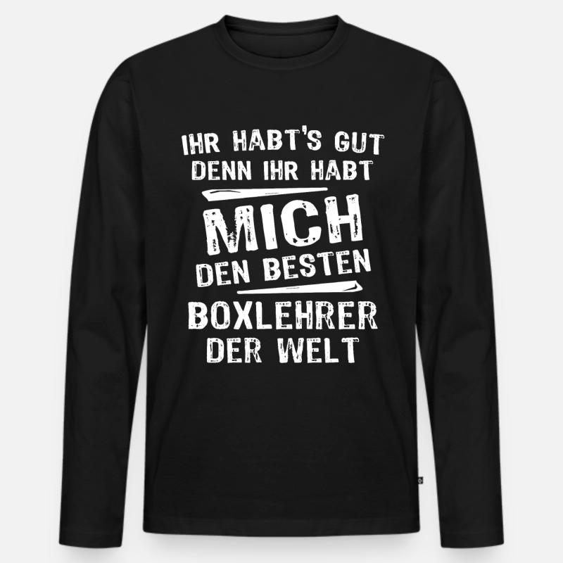 Boxlehrer - Männer Premium Bio Langarmshirt - Schwarz