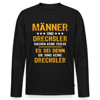 Drechsler Spruch - Männer Premium Bio Langarmshirt - Schwarz - Vorne - Nico (187cm)