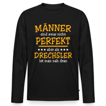 Drechsler Sprüche - Männer Premium Bio Langarmshirt - Schwarz - Vorne - Nico (187cm)
