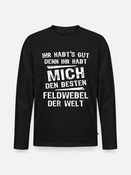 Feldwebel - Männer Premium Bio Langarmshirt - Schwarz